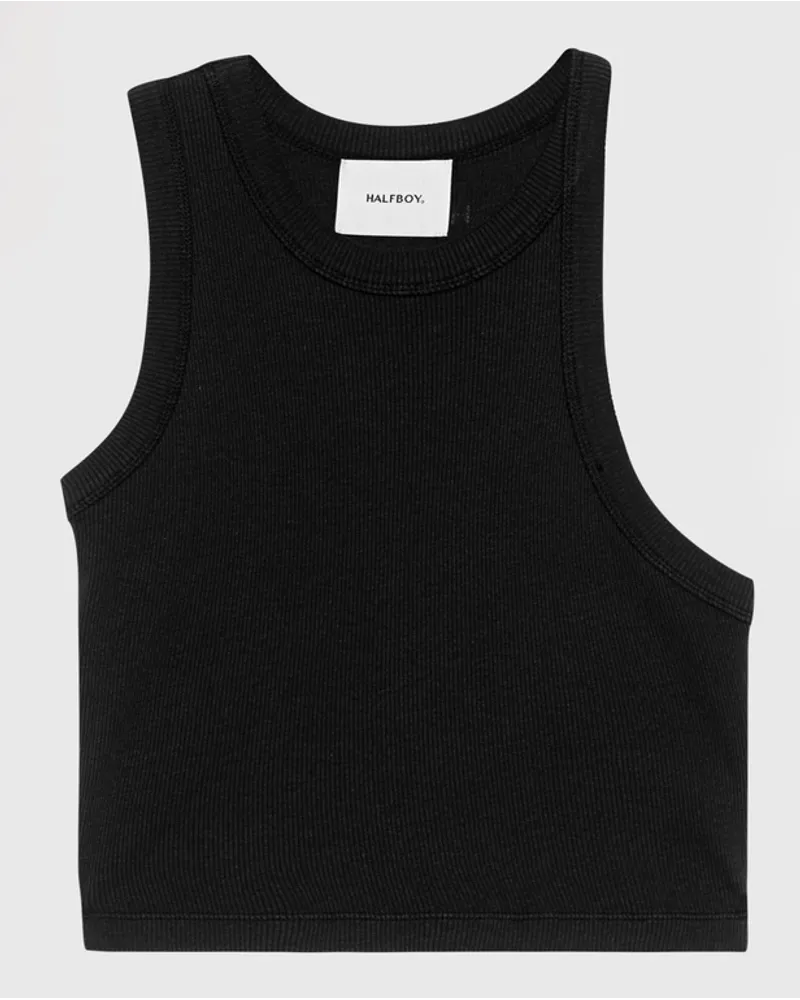 HALFBOY Geripptes Crop-Top Schwarz