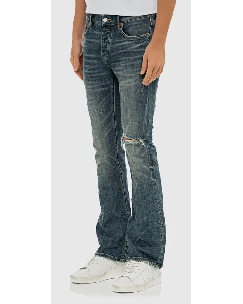 PURPLE BRAND Destroyed Flared-Leg Jeans Blau