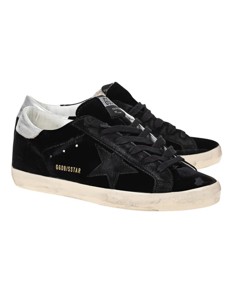 Golden Goose Leder-Sneaker mit Samt-Besatz Schwarz