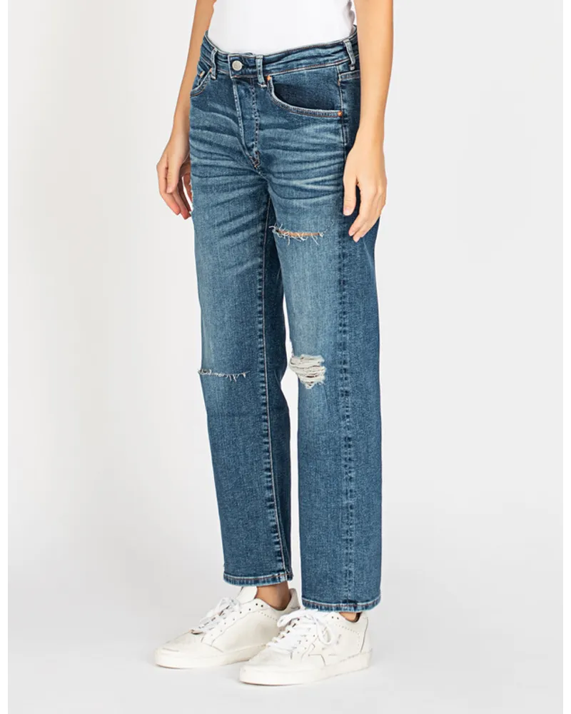 Adriano Goldschmied Destroyed Straight-Leg Jeans Blau