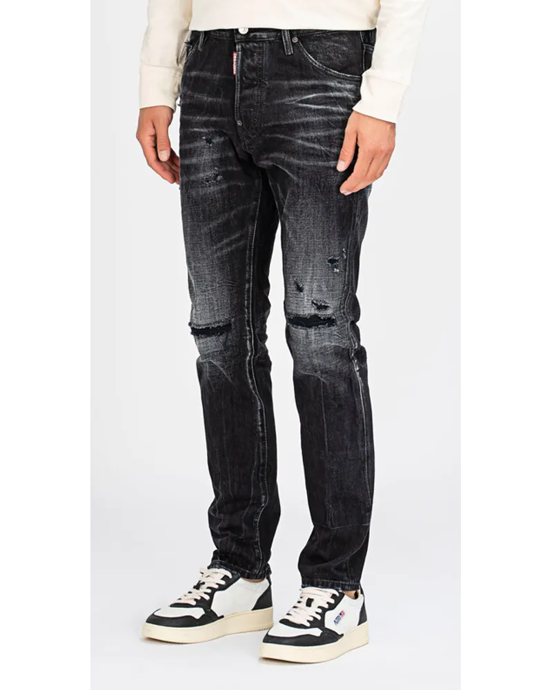 Dsquared2 Destroyed Slim-Fit Jeans Schwarz