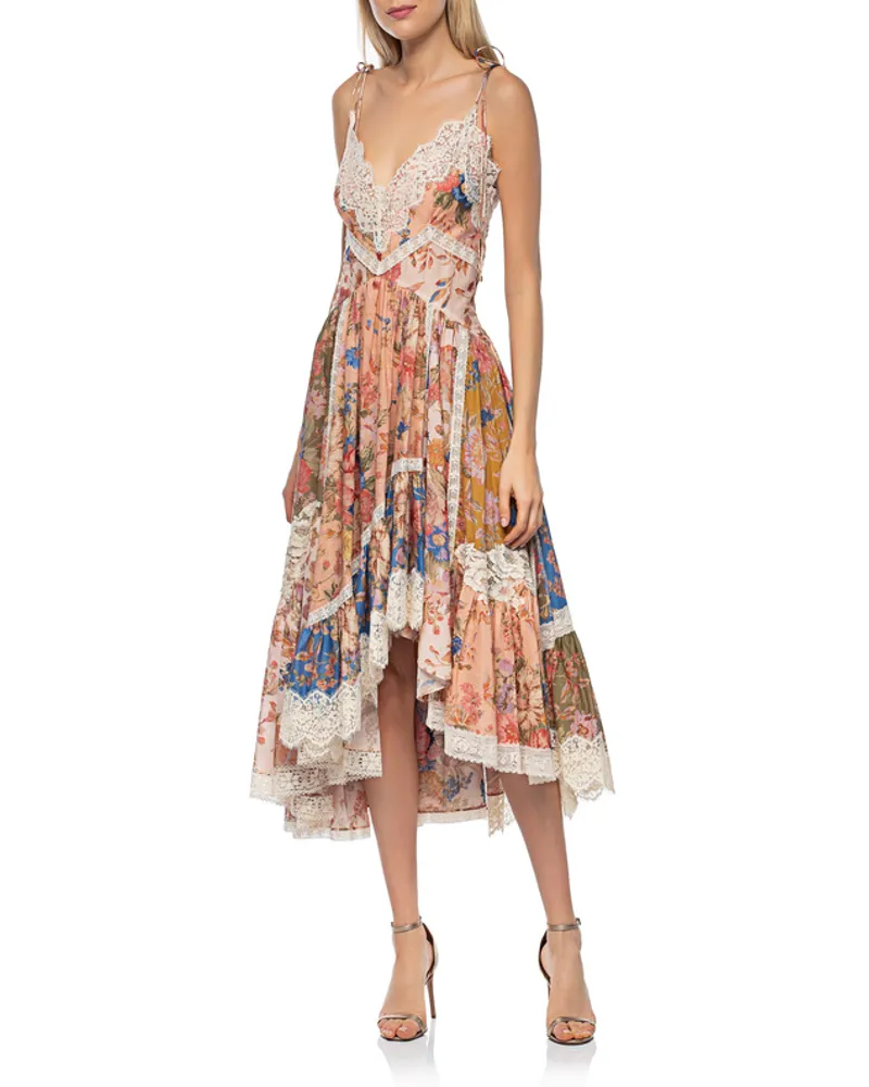 Zimmermann Florales Trägerkleid mit Spitze Multicolor