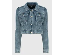 Washed-Out Cropped Jeansjacke