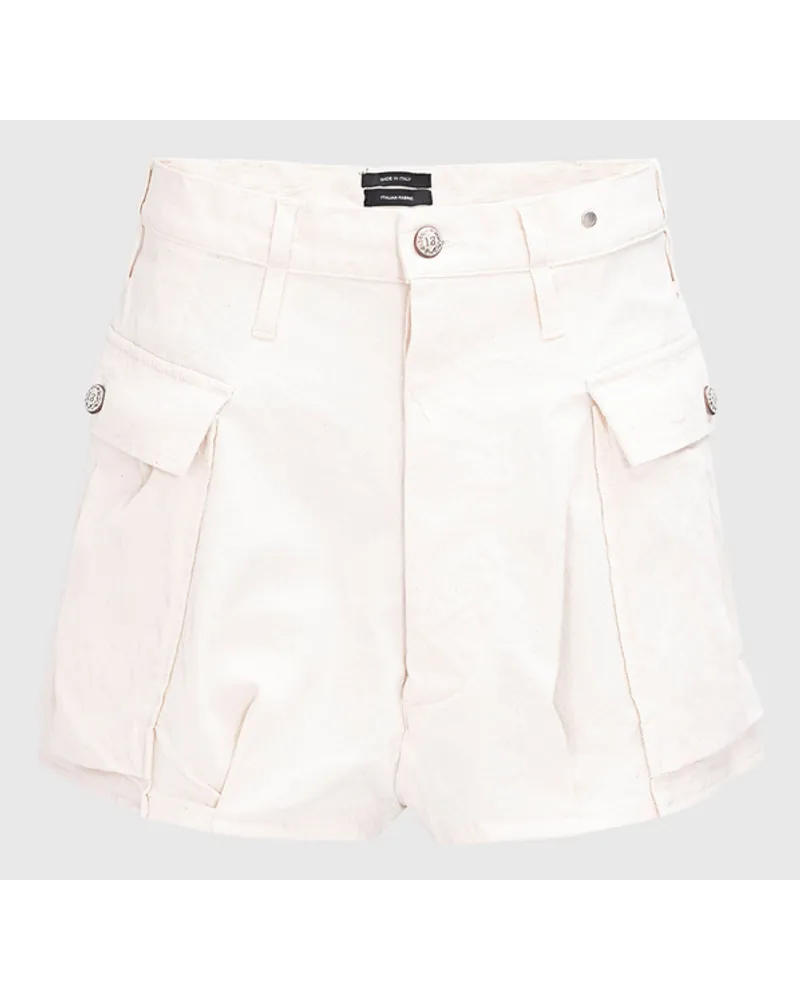 R13 Jeans-Shorts mit aufgesetzten Taschen Beige