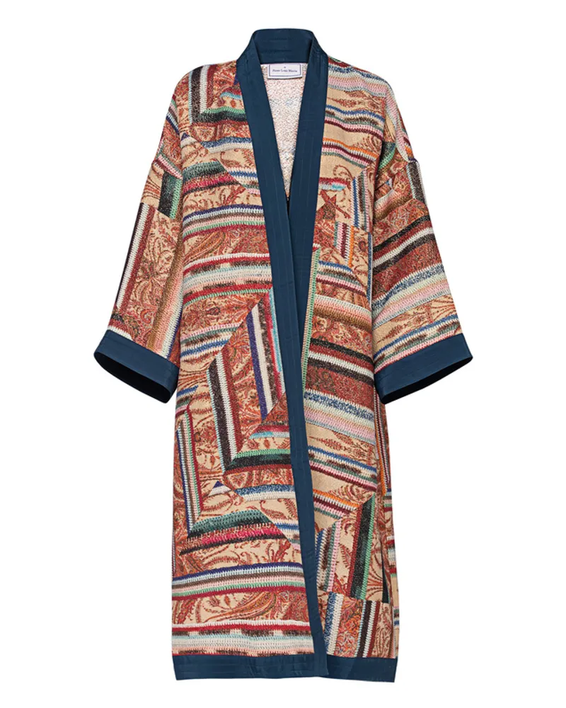 Pierre-Louis Mascia Gemusterter Seiden-Woll-Mix Kimono mit Effektgarn Multicolor