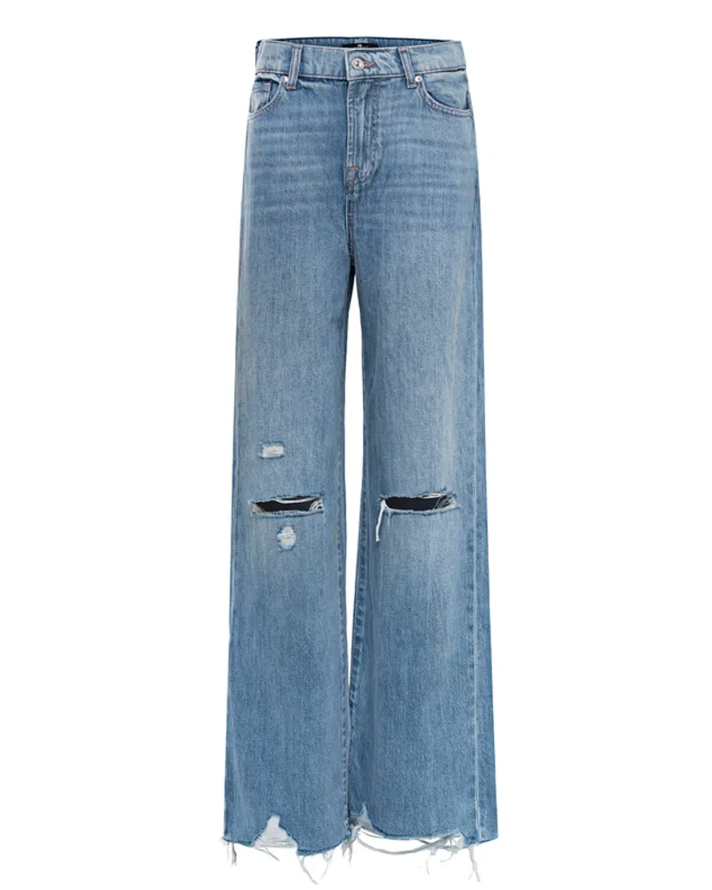 7 for all mankind Destroyed Wide-Leg Jeans Blau