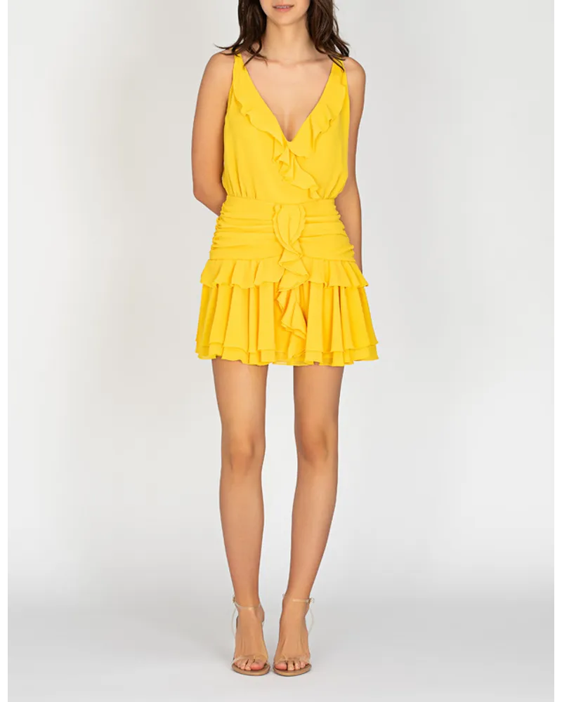 Ermanno Scervino Trägerkleid mit Volants Gelb