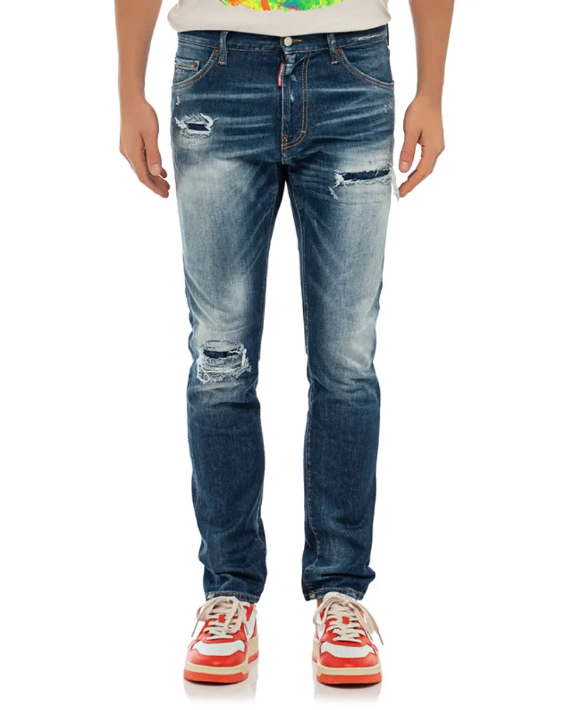 Dsquared2 Destroyed Skinny-Jeans Blau