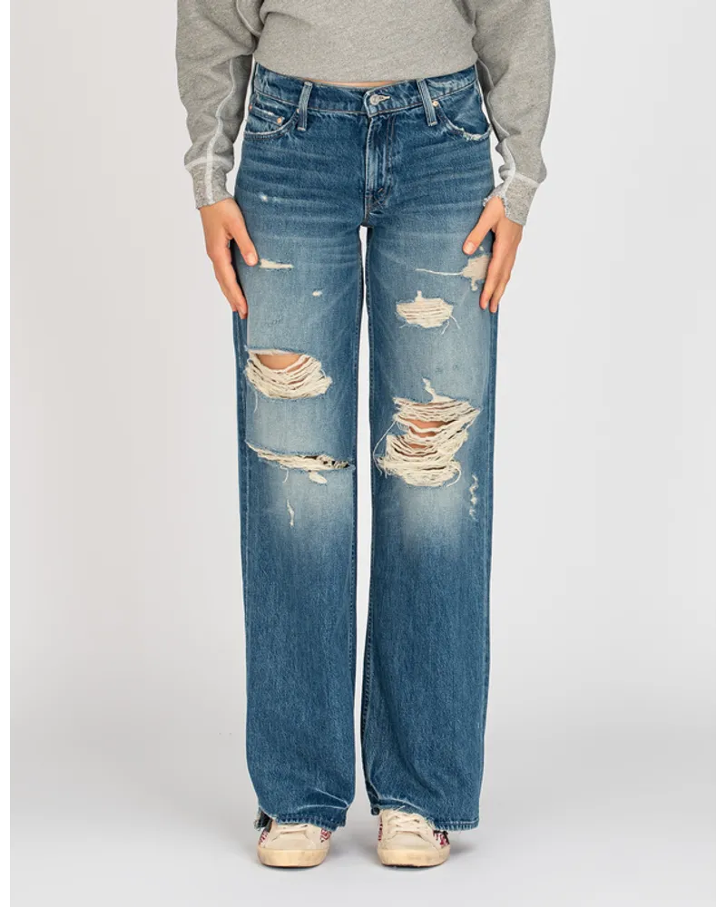 Mother Destroyed Wide-Leg Jeans Blau