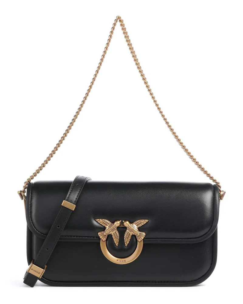 Pinko Schultertasche Love Box Baguette in schwarz Schwarz