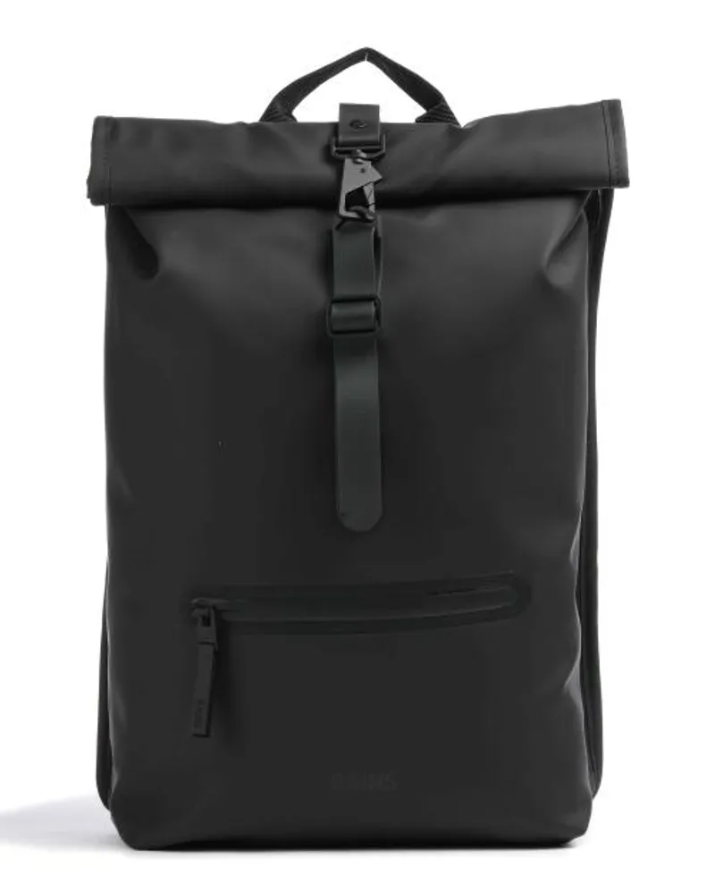 RAINS Rolltop Rucksack schwarz Schwarz