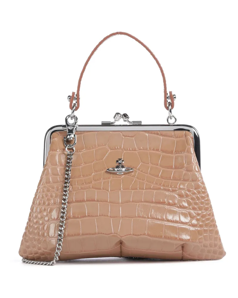 Vivienne Westwood Handtasche Granny Frame Embossed Croc in pink Pink