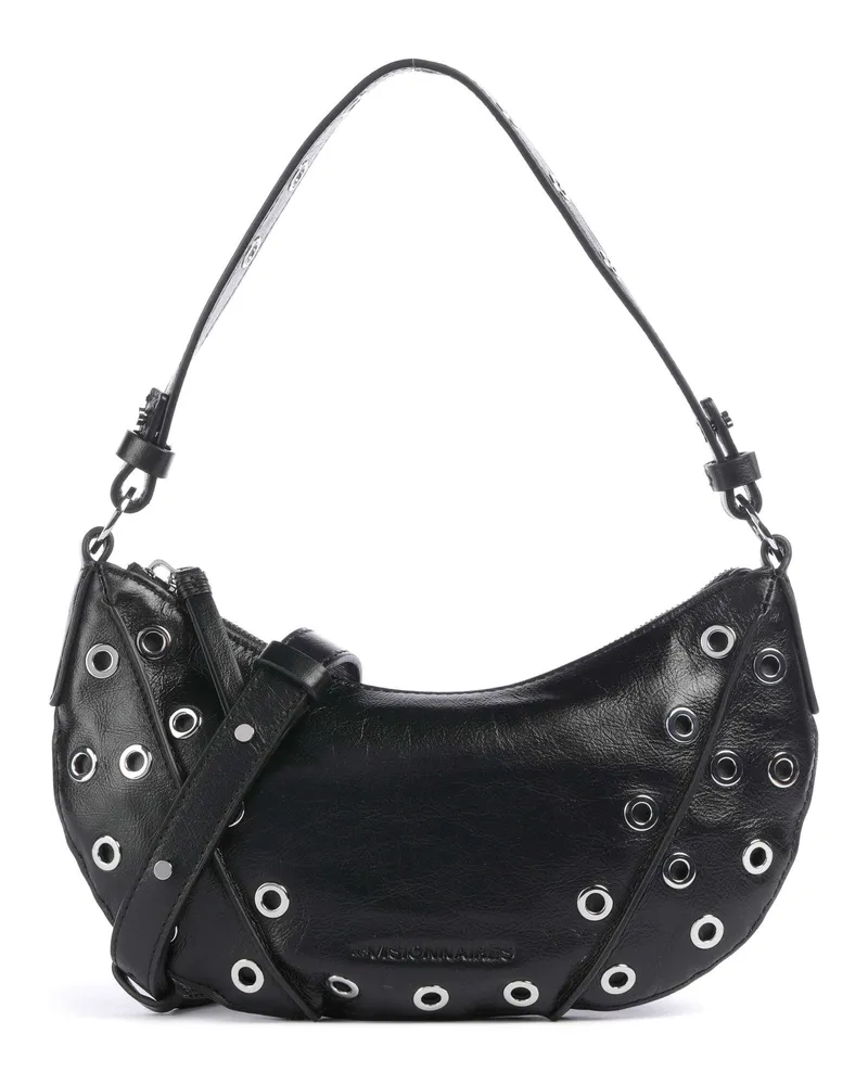 LES VISIONNAIRES Schultertasche Enya Rivet Glossy Mini in schwarz Schwarz