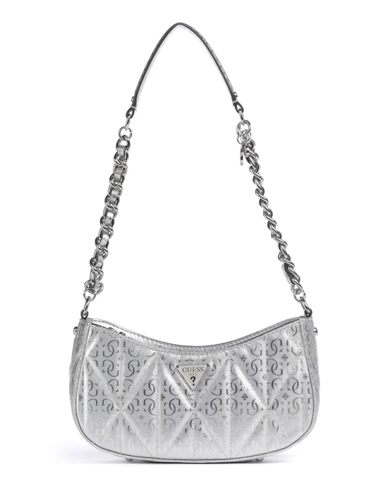 Guess Schultertasche Aldina G-Shine in silber Silber
