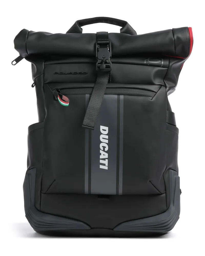 Piquadro Rolltop Rucksack Corner Special Ducati in schwarz Schwarz