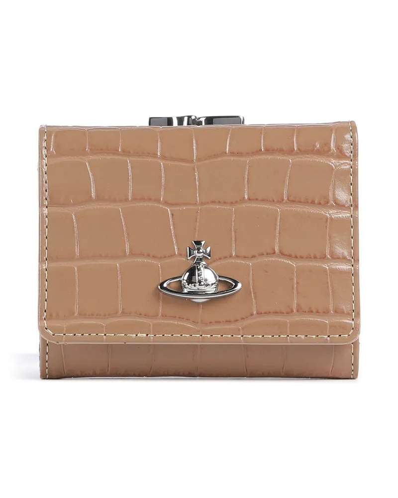 Vivienne Westwood Geldbörse Frame Embossed Croc Small in beige Beige