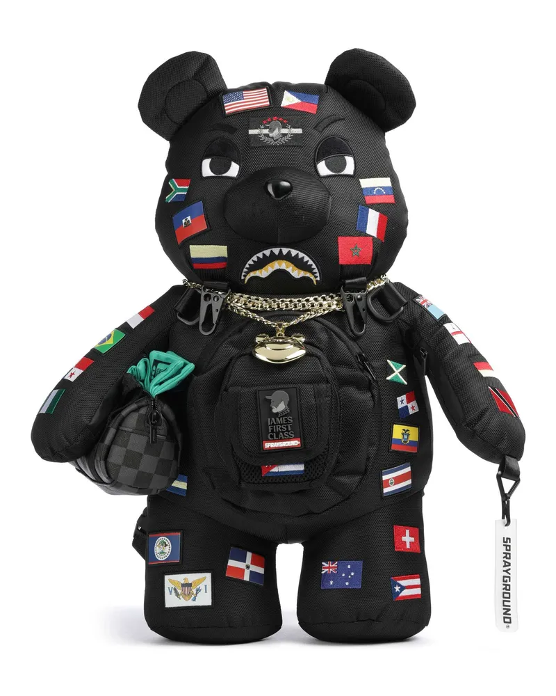 Sprayground Rucksack James Flags Bear in schwarz Schwarz