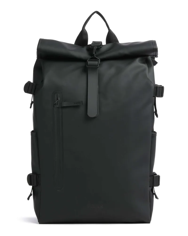 RAINS Rolltop Rucksack Large in schwarz Schwarz