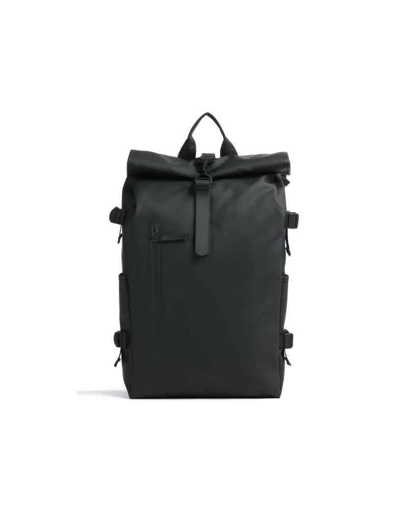 RAINS Large Rolltop Rucksack schwarz Schwarz