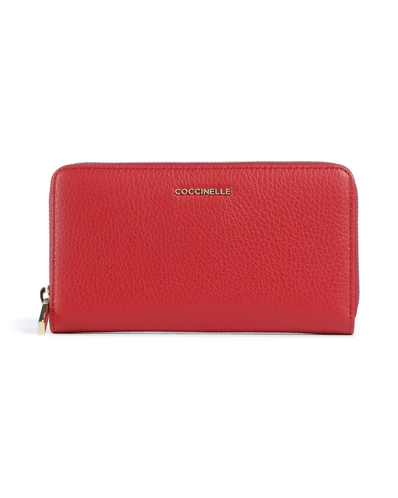 Coccinelle Geldbörse Metallic Soft RFID in rot Rot