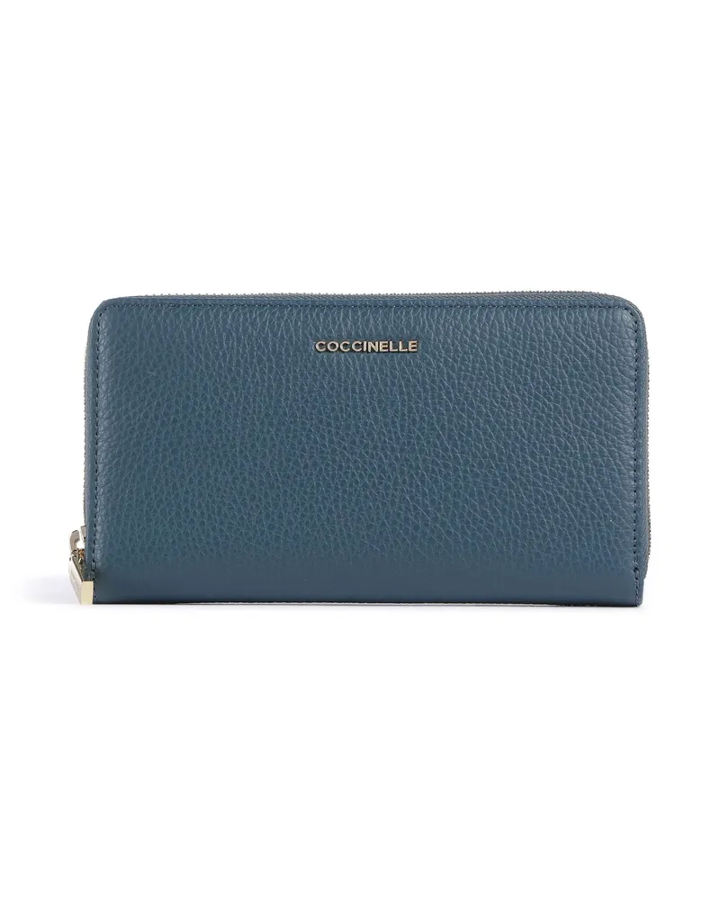 Coccinelle Geldbörse Metallic Soft RFID in blau Blau