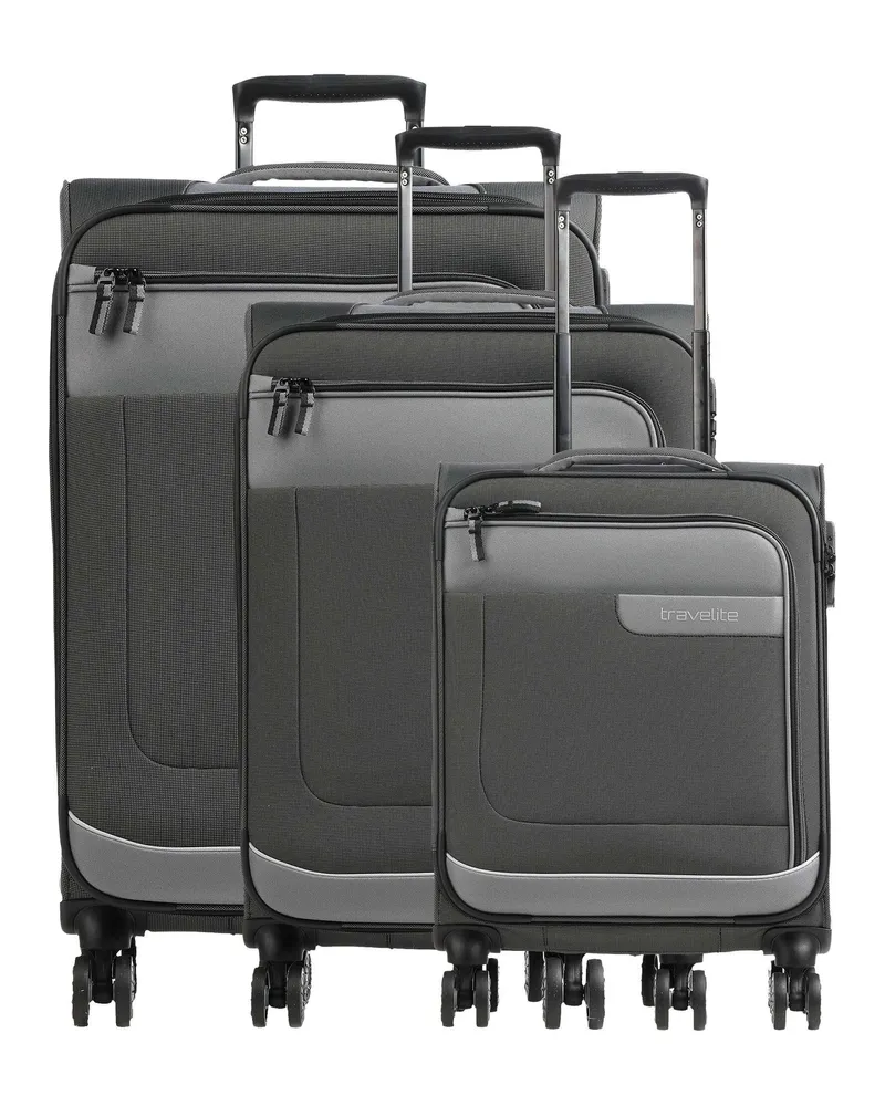 Travelite 4-Rollen Trolley Set Viia in schwarz Schwarz