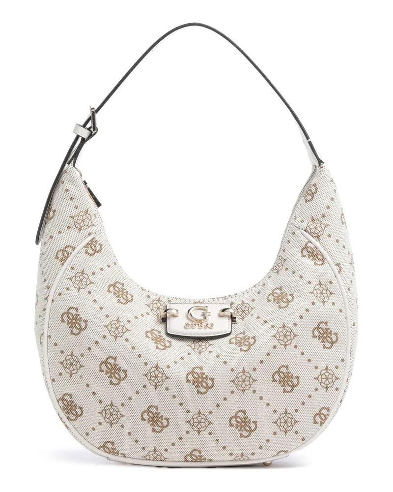 Guess Beuteltasche Neda 4G Peony Logo in elfenbein Beige