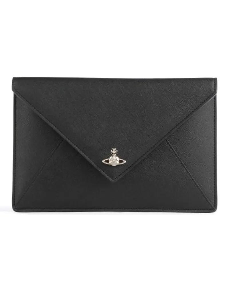 Vivienne Westwood Saffiano Clutch schwarz Schwarz