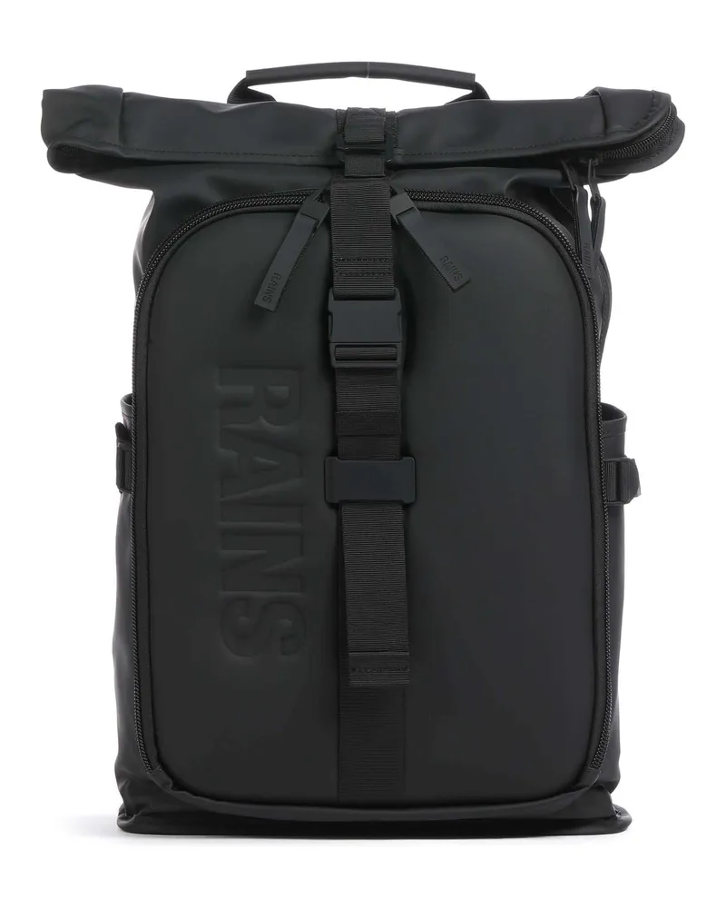 RAINS Rolltop Rucksack Texel Moulded in schwarz Schwarz