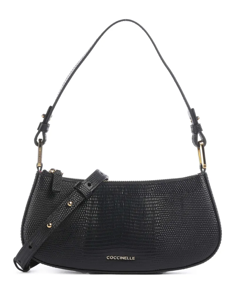 Coccinelle Schultertasche Merveille Lizard in schwarz Schwarz