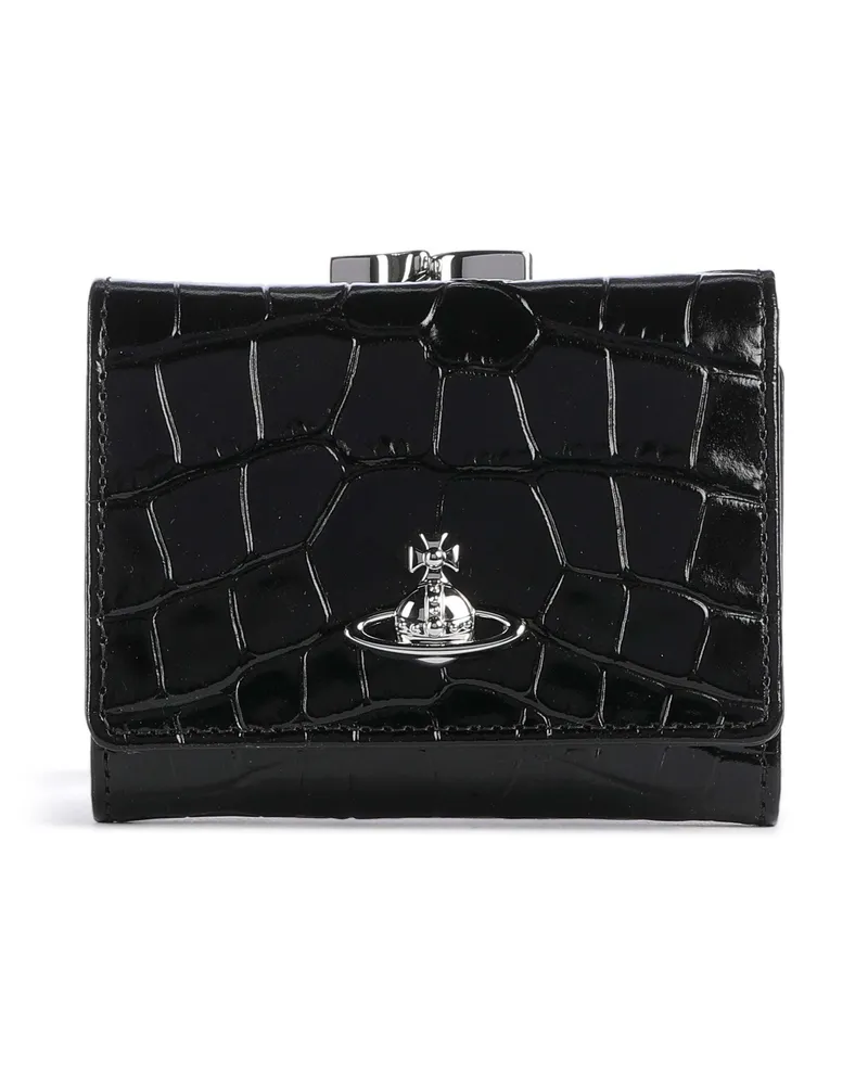Vivienne Westwood Geldbörse Frame Embossed Croc Small in schwarz Schwarz
