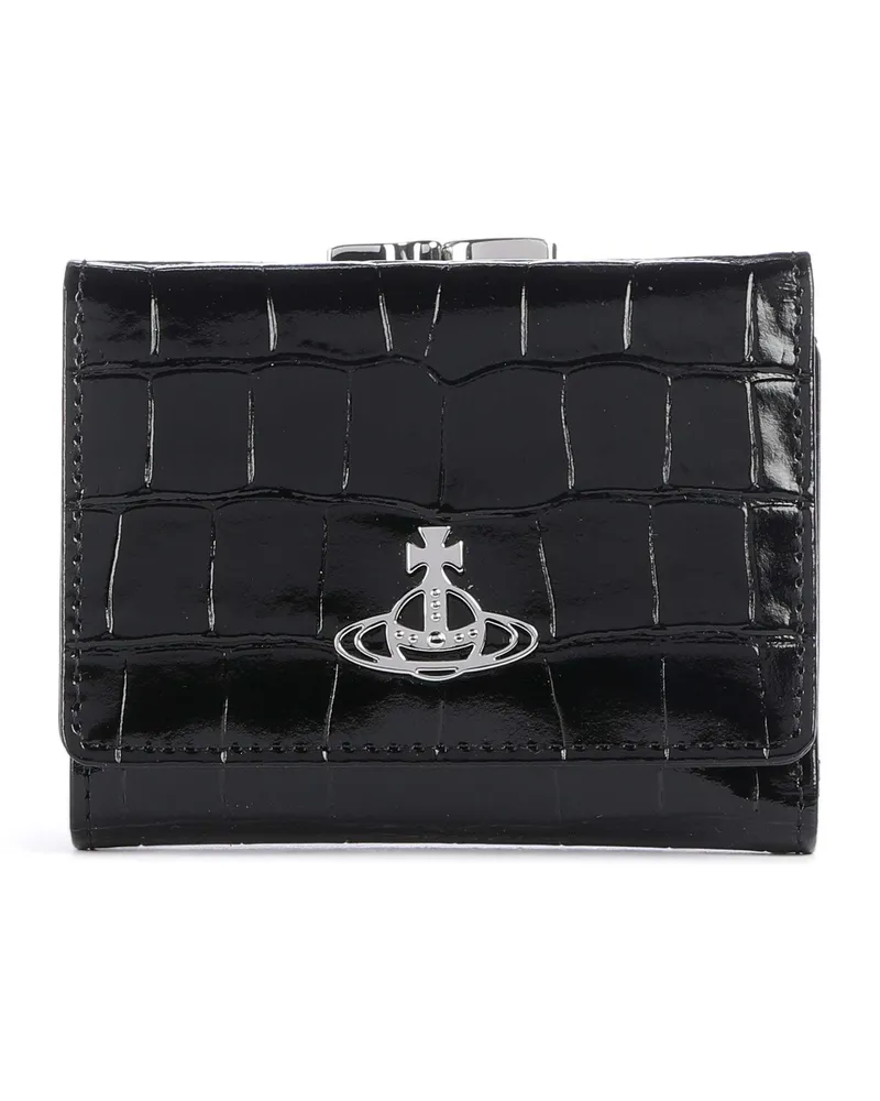 Vivienne Westwood Geldbörse Frame Embossed Croc Small in schwarz Schwarz
