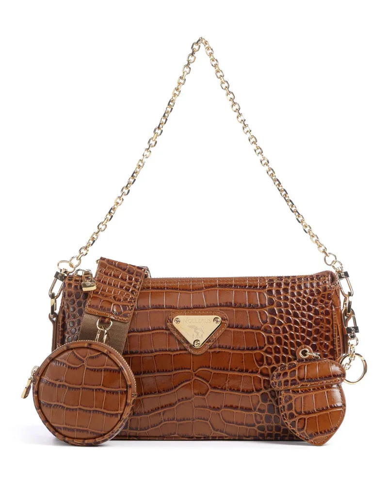 Maison Mollerus Schultertasche Croco Zell in braun Braun