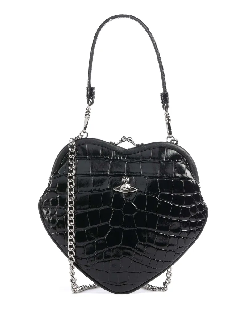Vivienne Westwood Umhängetasche Belle Heart Frame Embossed Croc in schwarz Schwarz