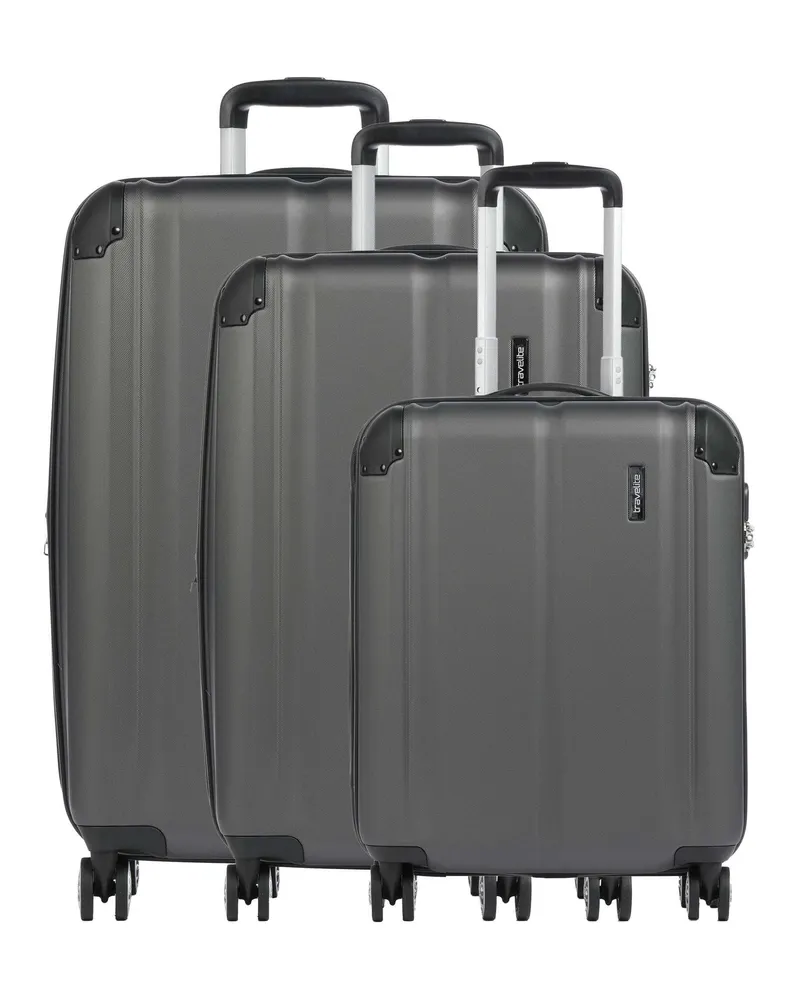 Travelite 4-Rollen Trolley Set City in schwarz Schwarz
