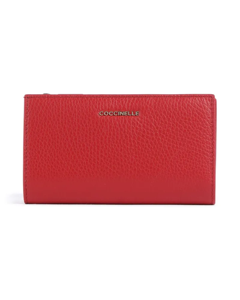 Coccinelle Geldbörse Metallic Soft RFID in rot Rot