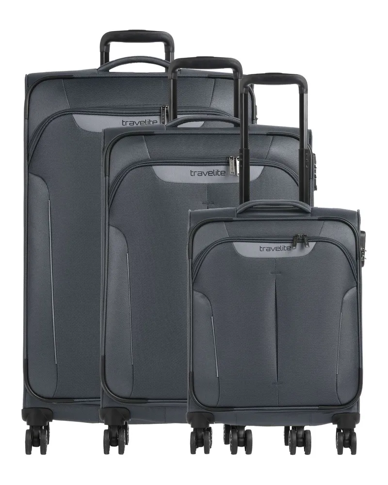 Travelite 4-Rollen Trolley Set Croatia in schwarz Schwarz
