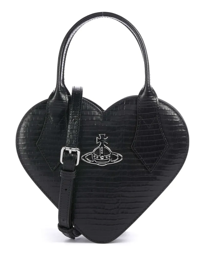 Vivienne Westwood Handtasche Josephine Heart Embossed Croc Mini in schwarz Schwarz