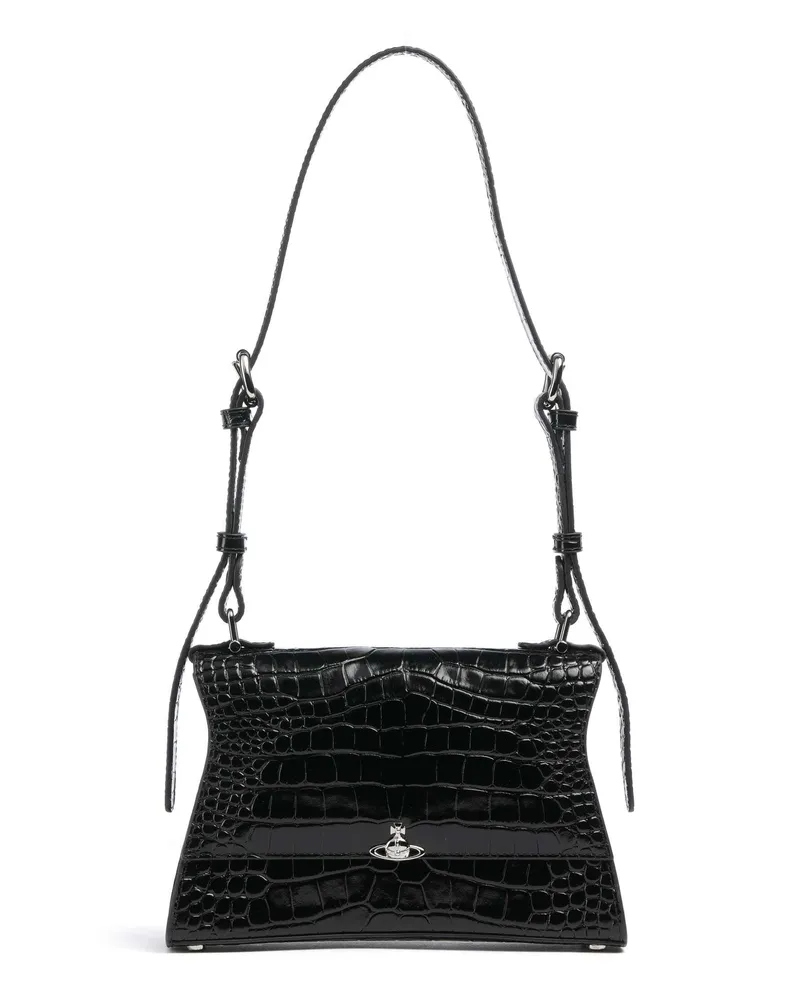 Vivienne Westwood Schultertasche Bianca Embossed Croc S in schwarz Schwarz