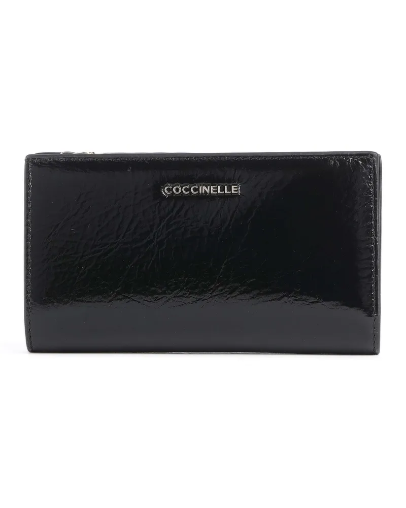 Coccinelle Geldbörse Metallic Shiny Wrinkled in schwarz Schwarz