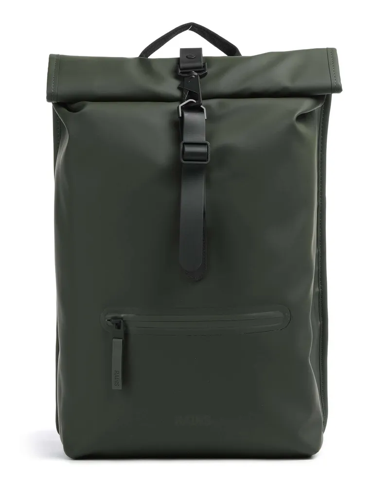 RAINS Rolltop Rucksack in grün Grün