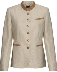 Luis Steindl Stehkragenjacke in Fischgratmuster Beige