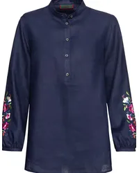 Reitmayer Bluse mit Blumenstickerei Dunkelblau