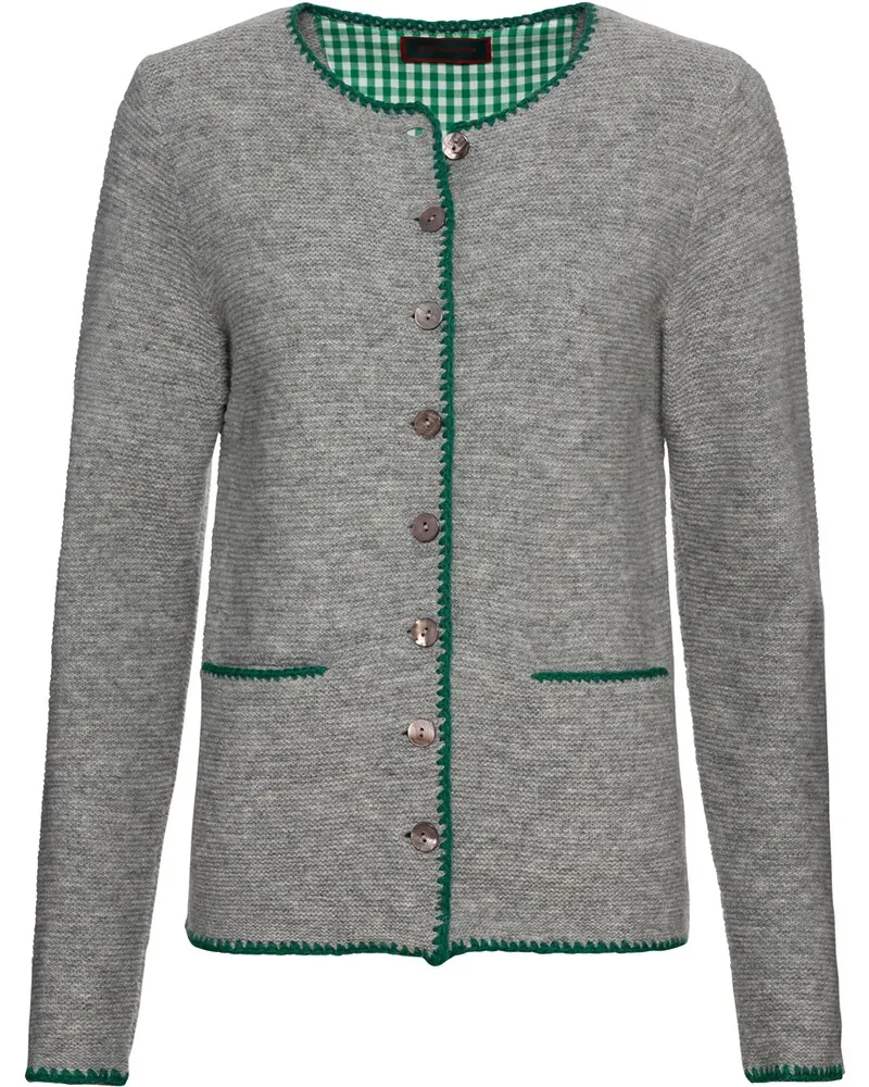 Reitmayer Linksstrickjacke mit Blumenstick Grau