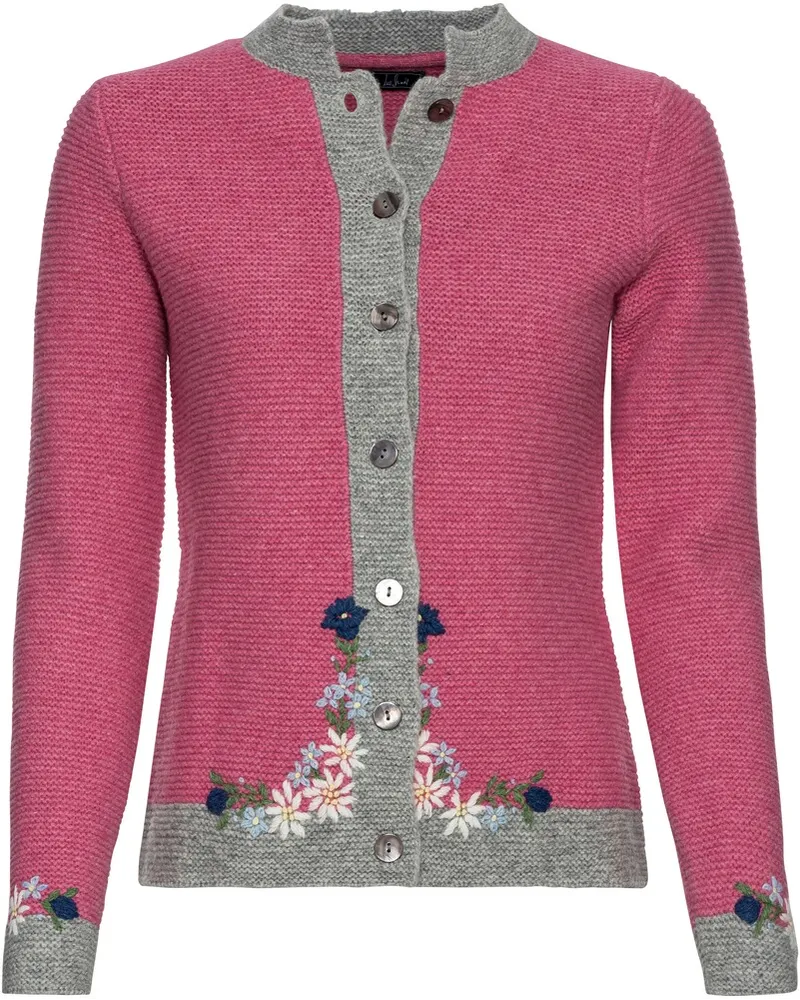 Luis Steindl Linksstrickjacke mit Blümchen Rose