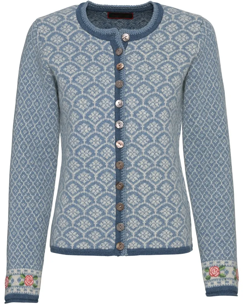 Reitmayer Jacquard-Strickjacke Hellblau