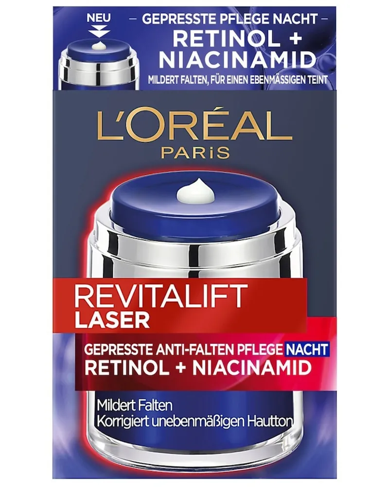 L'Oréal Revitalift Laser Gepresste Anti-Falten Pflege Nacht mit Retinol + Niacinamid Anti-Aging-Gesichtspflege 50 ml 