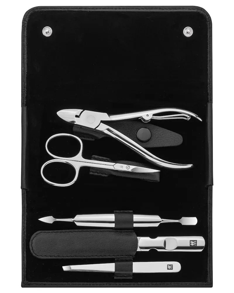 Zwilling Maniküre Pediküre Set 5tlg. mit Nagelzange, Leder, schwarz Nägel kürzen 