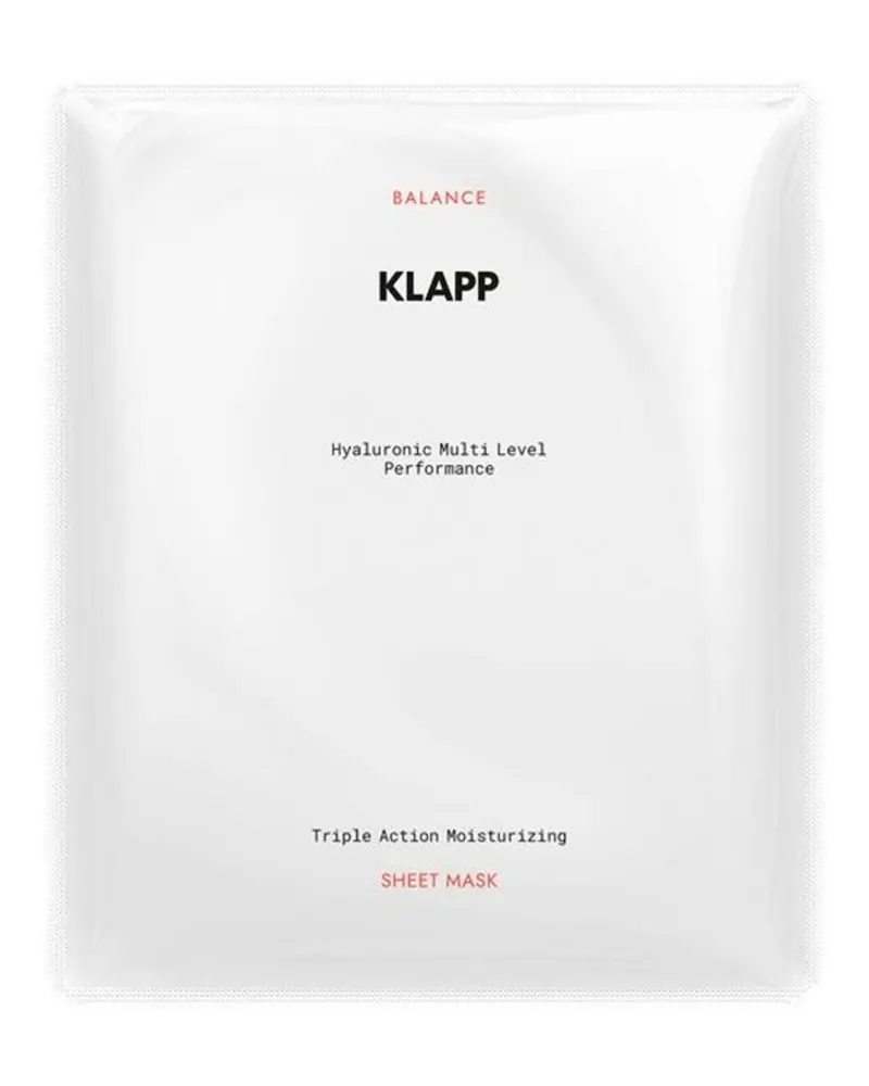 KLAPP Hyaluronic Multi Level Performance Triple Action Moisturizing Sheet Mask Feuchtigkeitsmasken 