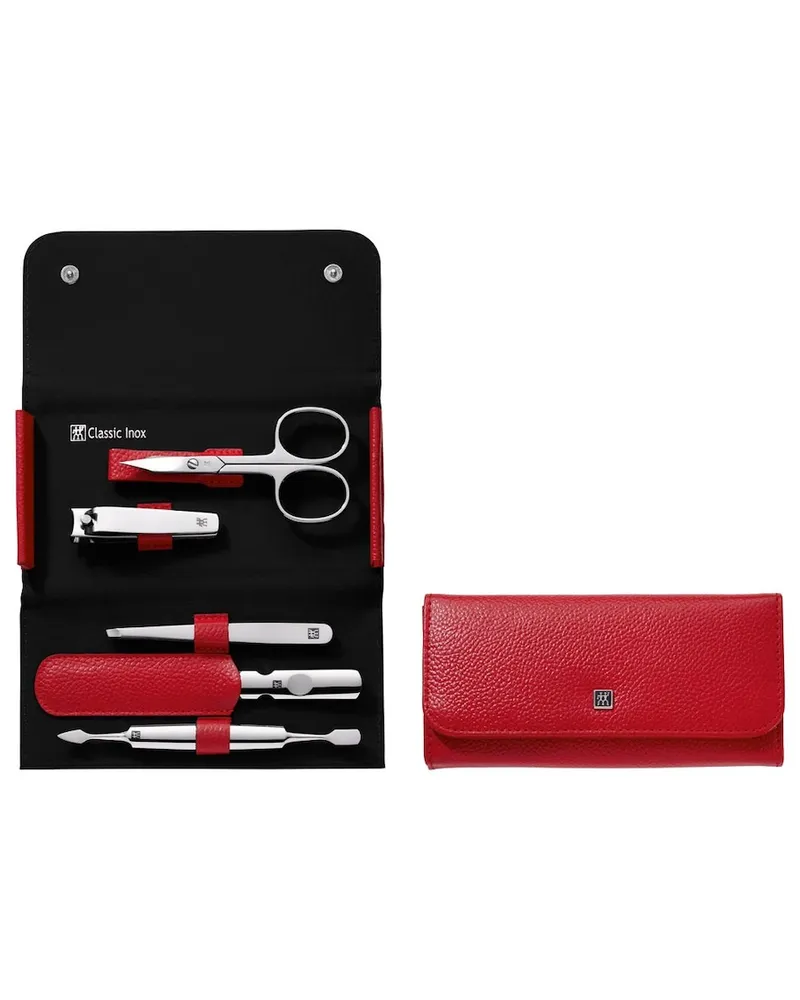 Zwilling Maniküre Pediküre Set 5tlg. mit Nagelknipser, Leder, rot Nägel kürzen 